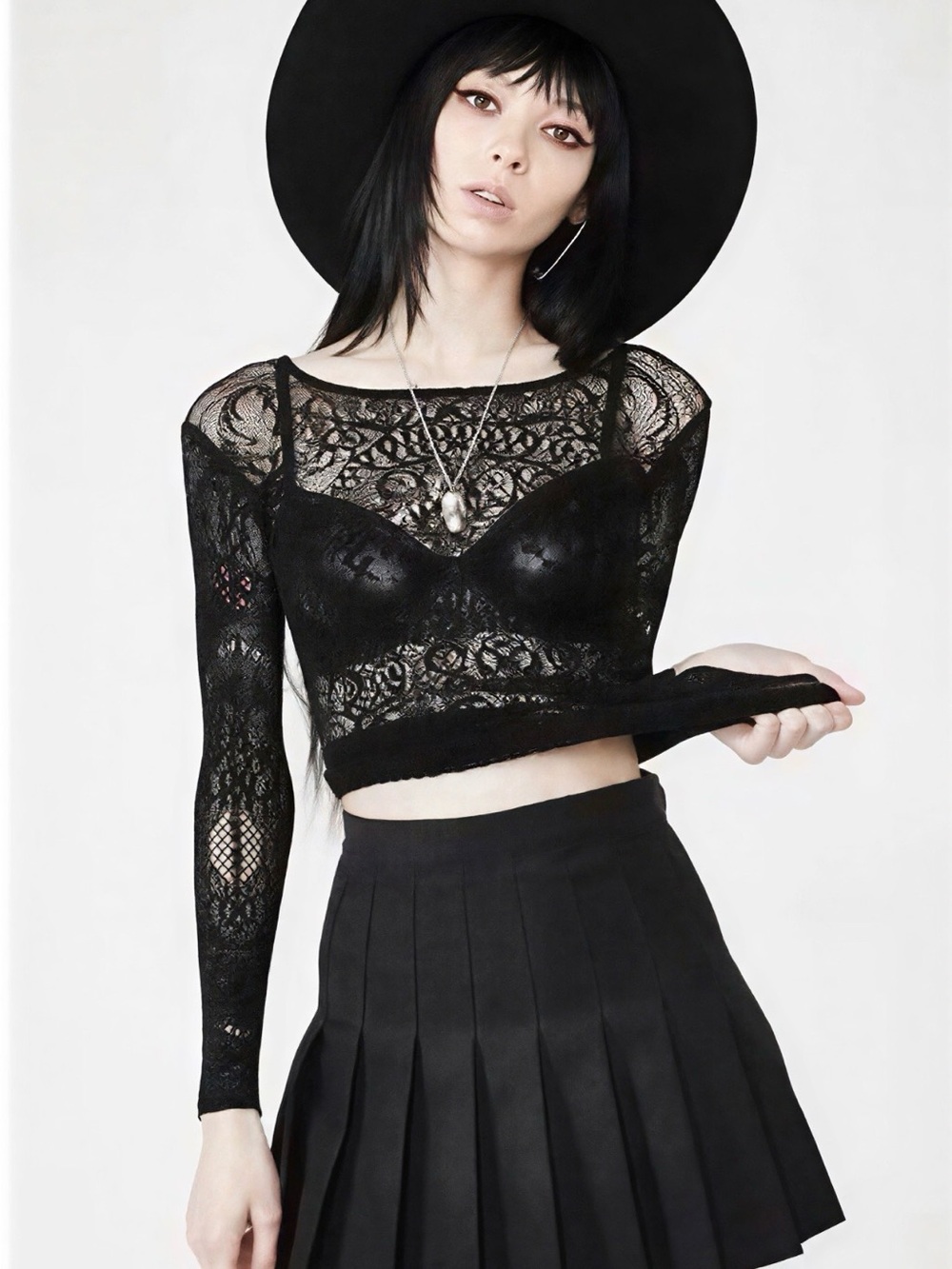 Dolls Kill Mesh Black Long Sleeve